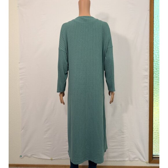 MNG Basics Ribbed Long Mint-Green Cardigan 3/4 Sleeve | Size 6 - Picture 4 of 8